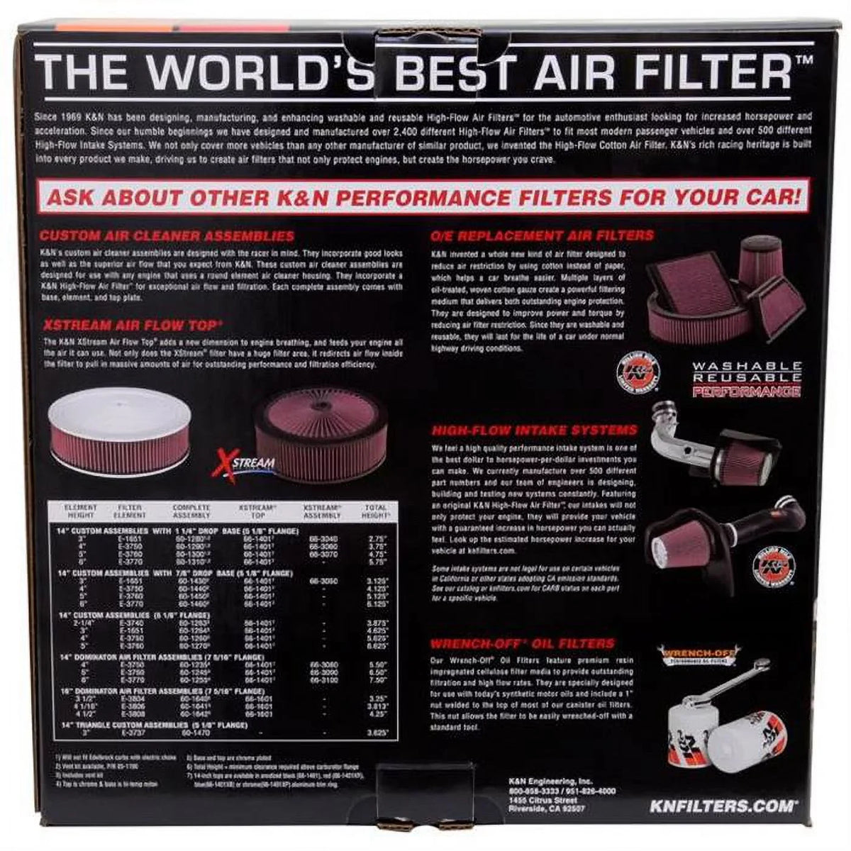 Filters Assembly K&N Air Custom 60-1230 Cleaner
