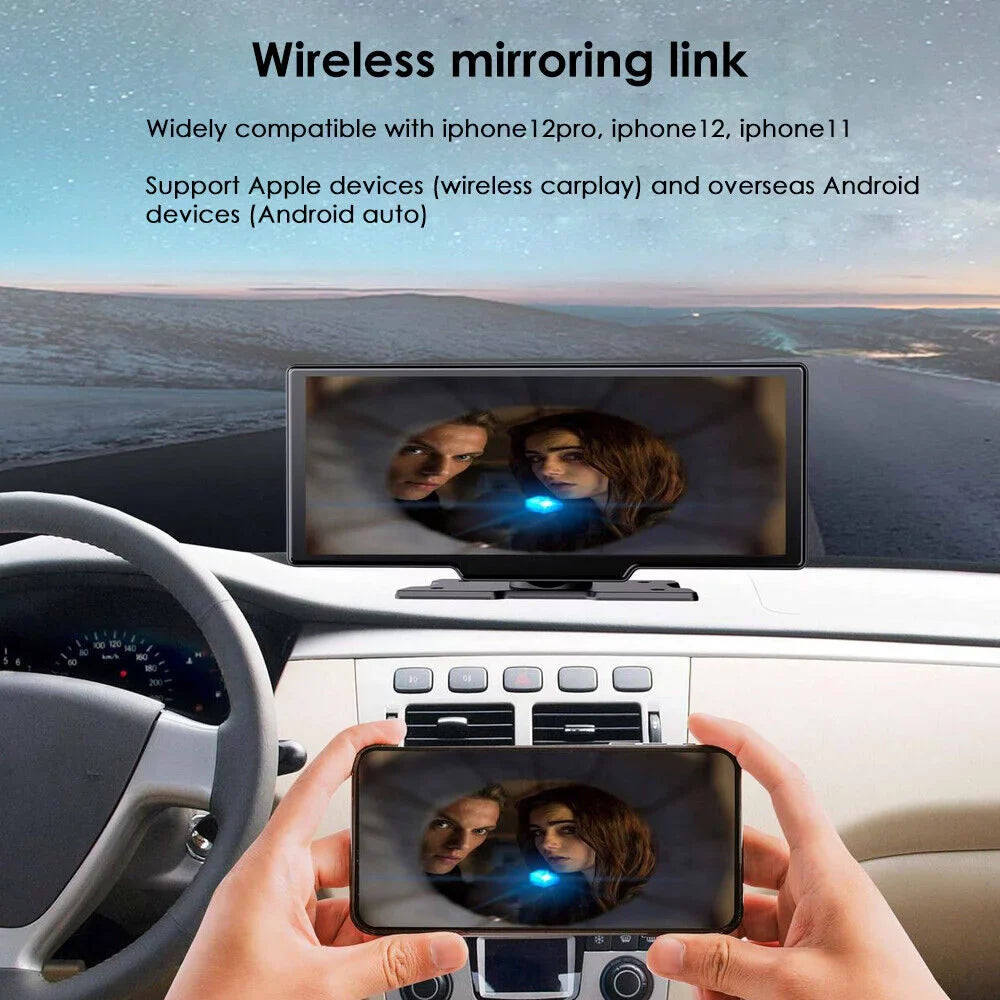 T91 Wireless Resolution, IPS Screen Bluetooth - WiFi 10.26'' Connected, Dash Dual Touch Lens, 2K KingFurt Screen, Enabled Cam
