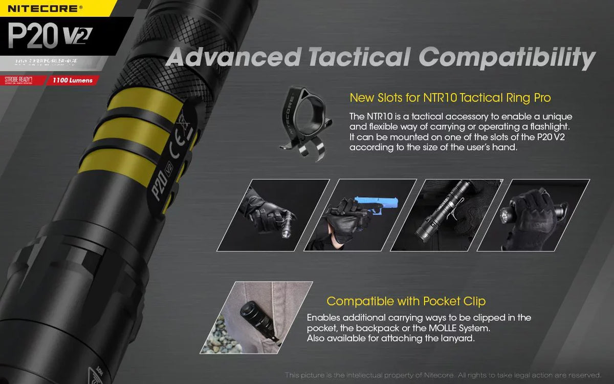 '- Battery, Tactical V2 Free - XP-L2 Flashlight Combo: Batteries P20 LED V6 Lumens +2x D2 1100 CREE Charger w/NL189 Nitecore CR123A Eco-Sensa