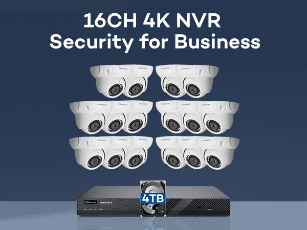 ONWOTE PoE Business 4K NVR Vehicle 16pcs 6MP 16 System, Cameras, 4TB PoE 8MP Security for 16CH pre-installed with Detection, 4K Recording, Camera IP & Outdoor Channel Surveillance Human 24-7 HDD AI