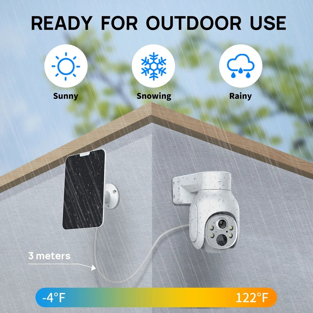 Solar Hybrid 4MP IP PTZ VIKVIZ 2K with Panel WiFi Light Wireless Battery Smart Outdoor Camera