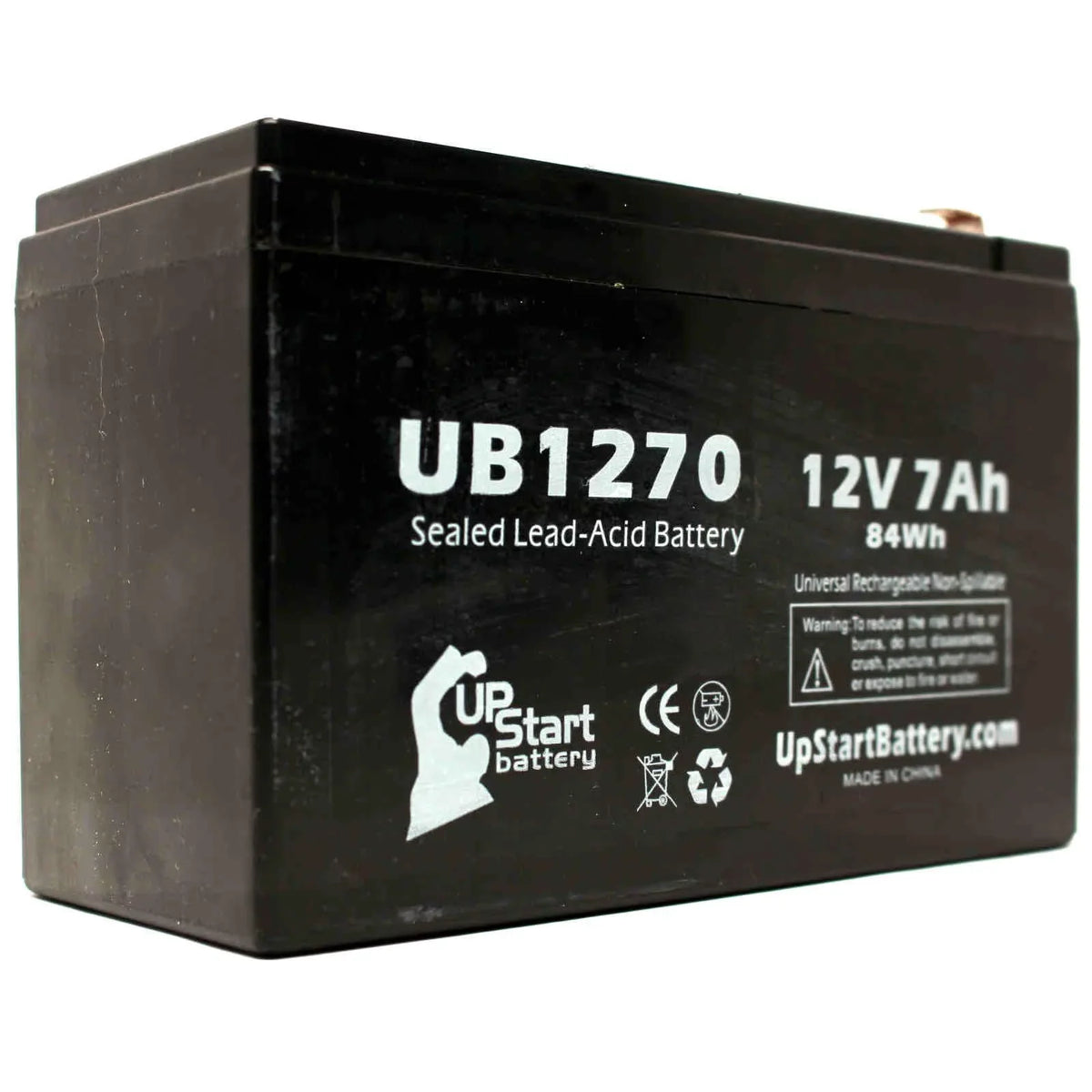 (12V, F2 2x Battery Replacement AGM, SLA) Lead 4 F1 Terminal Universal Includes PCM140VR to - Terminal, Adapters - 7Ah, Acid 7000mAh, Upsonic Sealed - F1 Compatible UB1270 Battery Pack