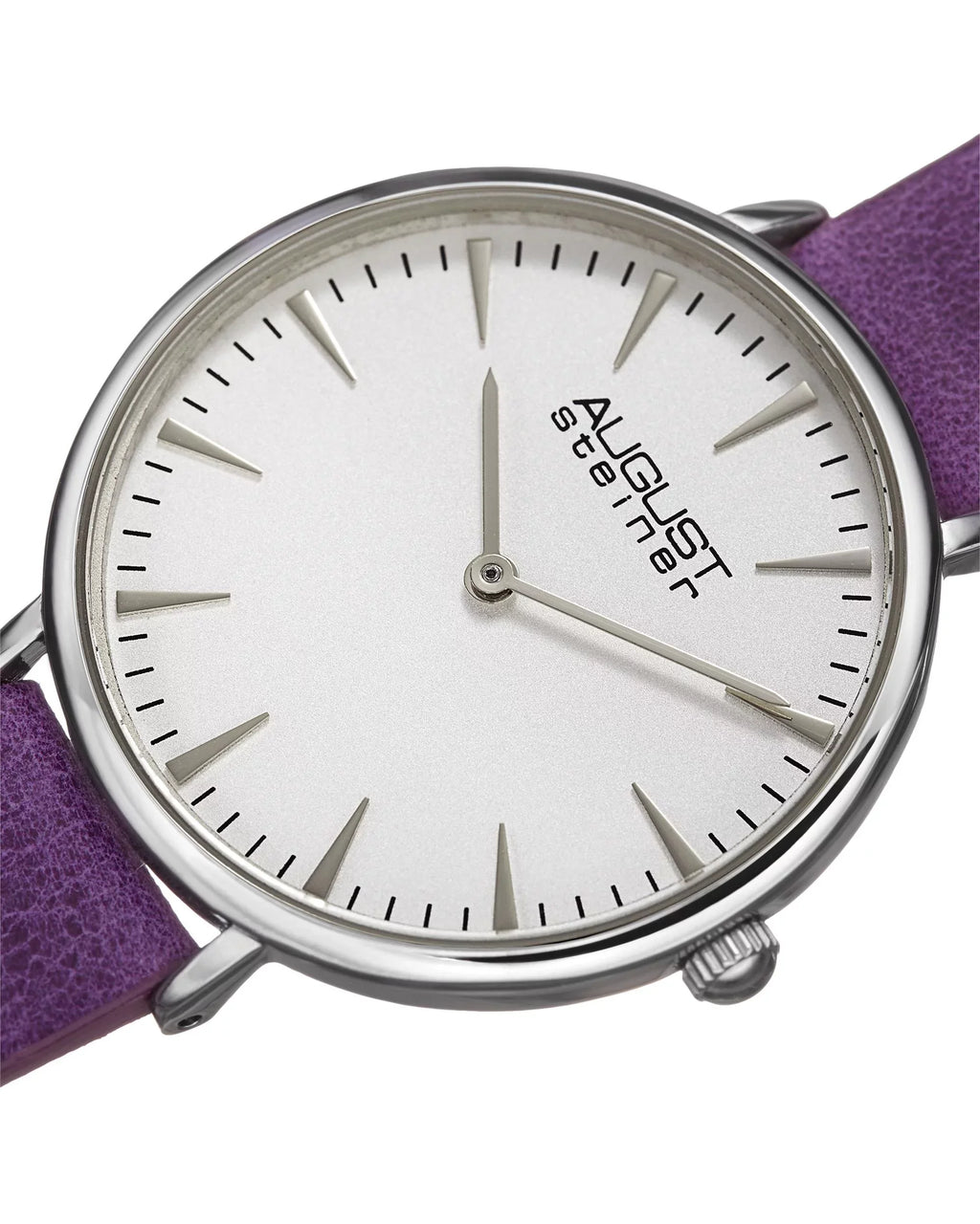 Purple Women's Band with Leather AS8187 Silver-Tone Watch