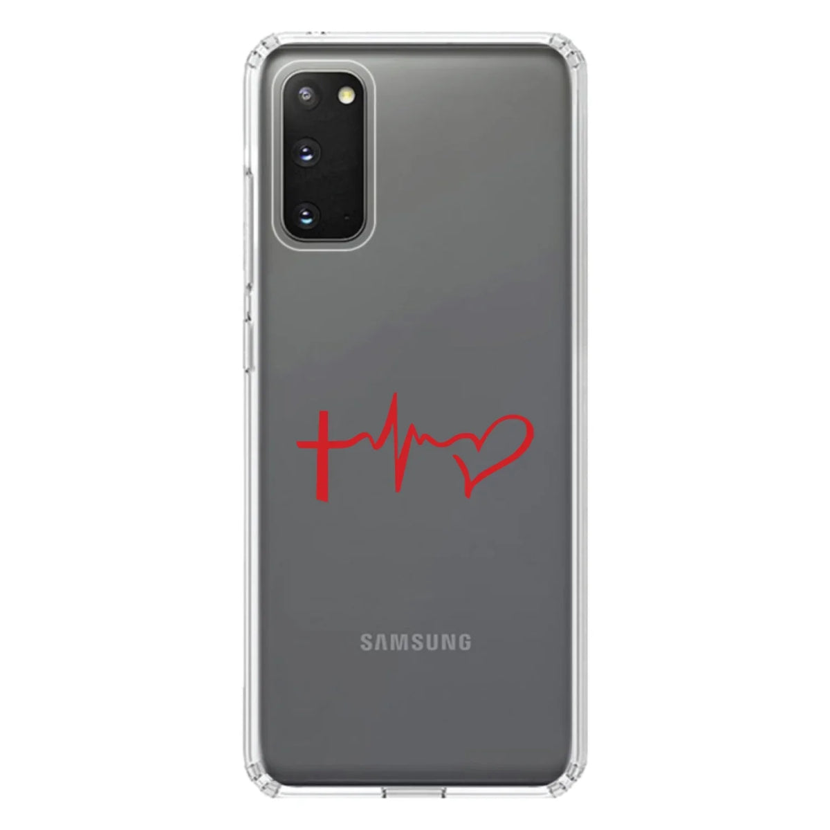 Heart Screen) Love / Protector Clear - Hybrid Back Galaxy - Bumper - Tempered DistinctInk TPU Case S20 Cross Acrylic 5G Screen ULTRA Shockproof Faith (6.9" Hope for Glass