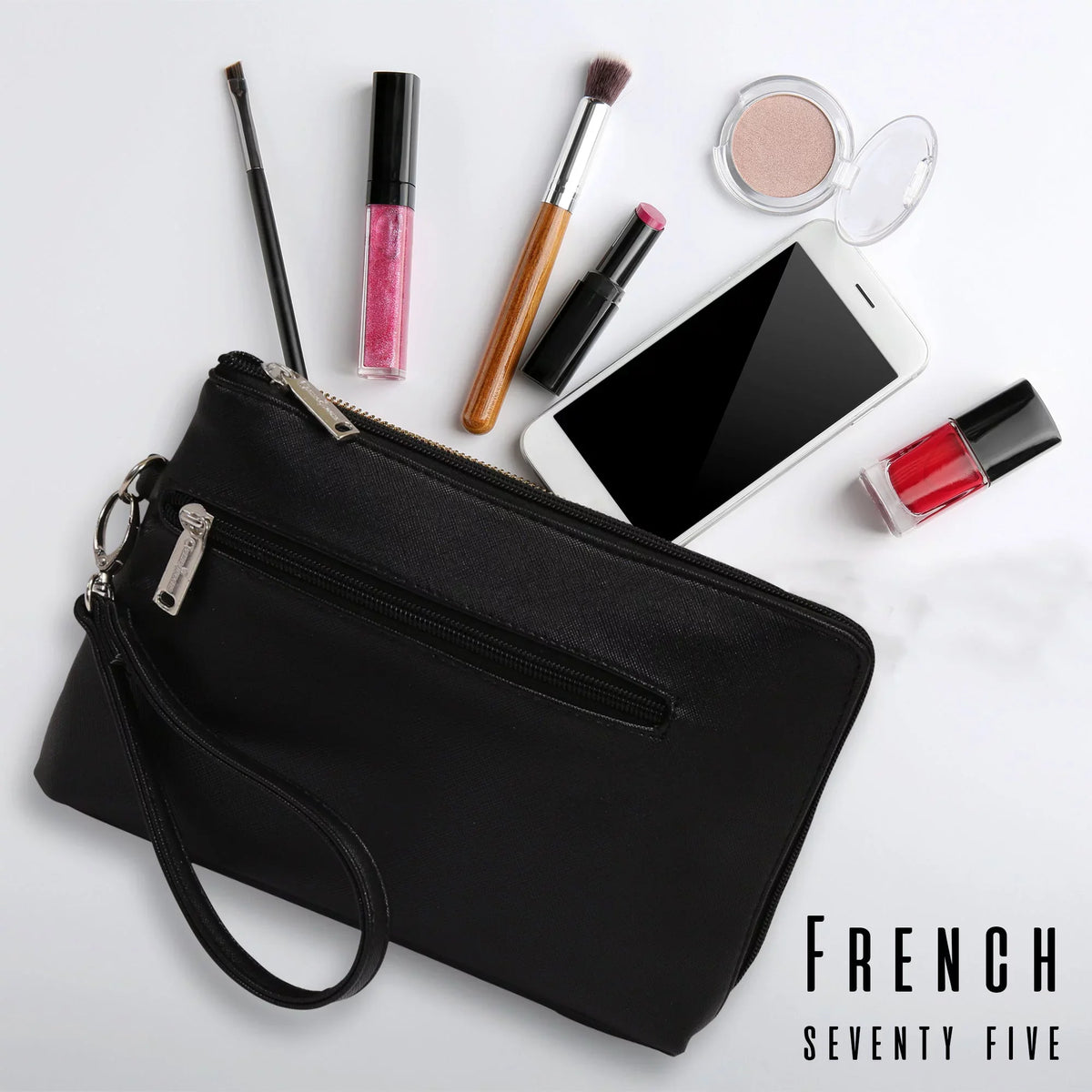 Cosmetics Removable Black French Essentials 75-Daily Birmingham Bags Picnic Wristlet, Gift with