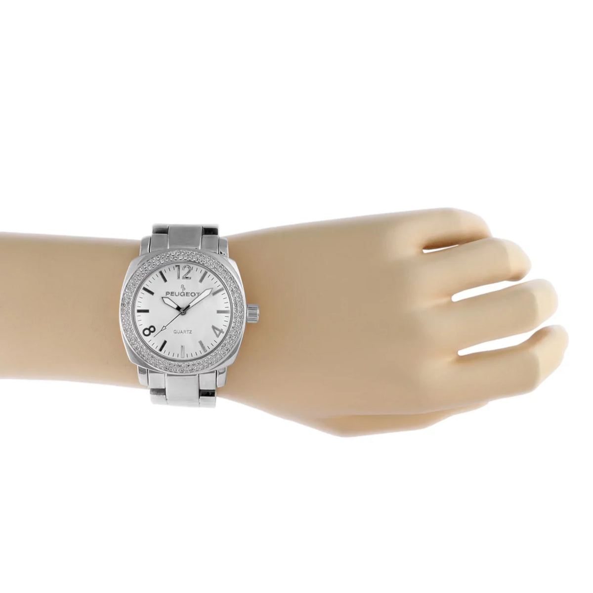 Bracelet Silver Bezel Peugeot Link Watch Swarovski Boyfriend with 7075S All Women's Oversized Crystal
