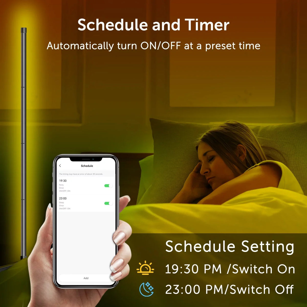 Smart Floor LED WiFi Syn Lamp, Color eco4life Dimmable, Changing, Standing Music