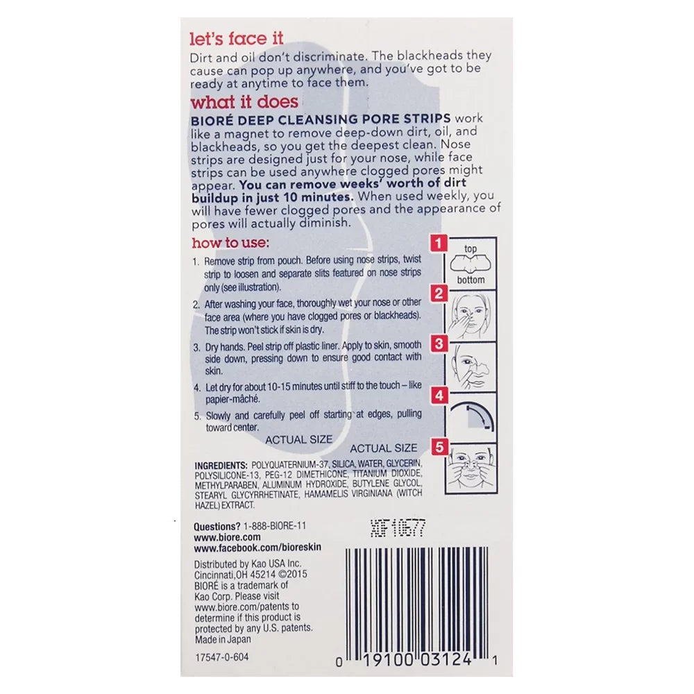 Strips 6) of Deep Combo (Pack Cleansing 14 Face/Nose Pore ea Biore Pack