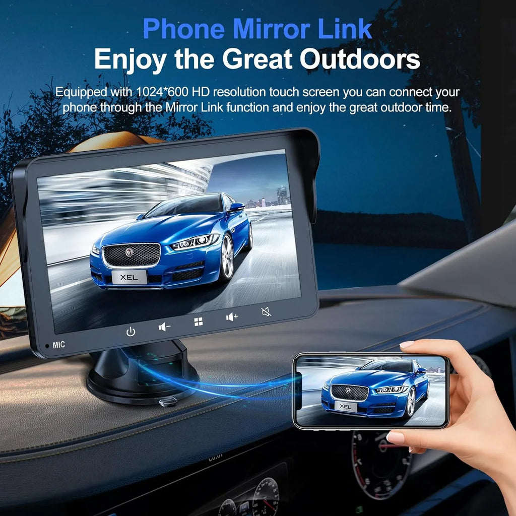 with Android Car Apple Camera, 7" with HD Mirror with Wireless Touch Carplay Din Player, Screen Backup Bluetooth, Portable Audio Stereo Double IPS & Car Link/AUX/FM Stereo, Auto Multimedia