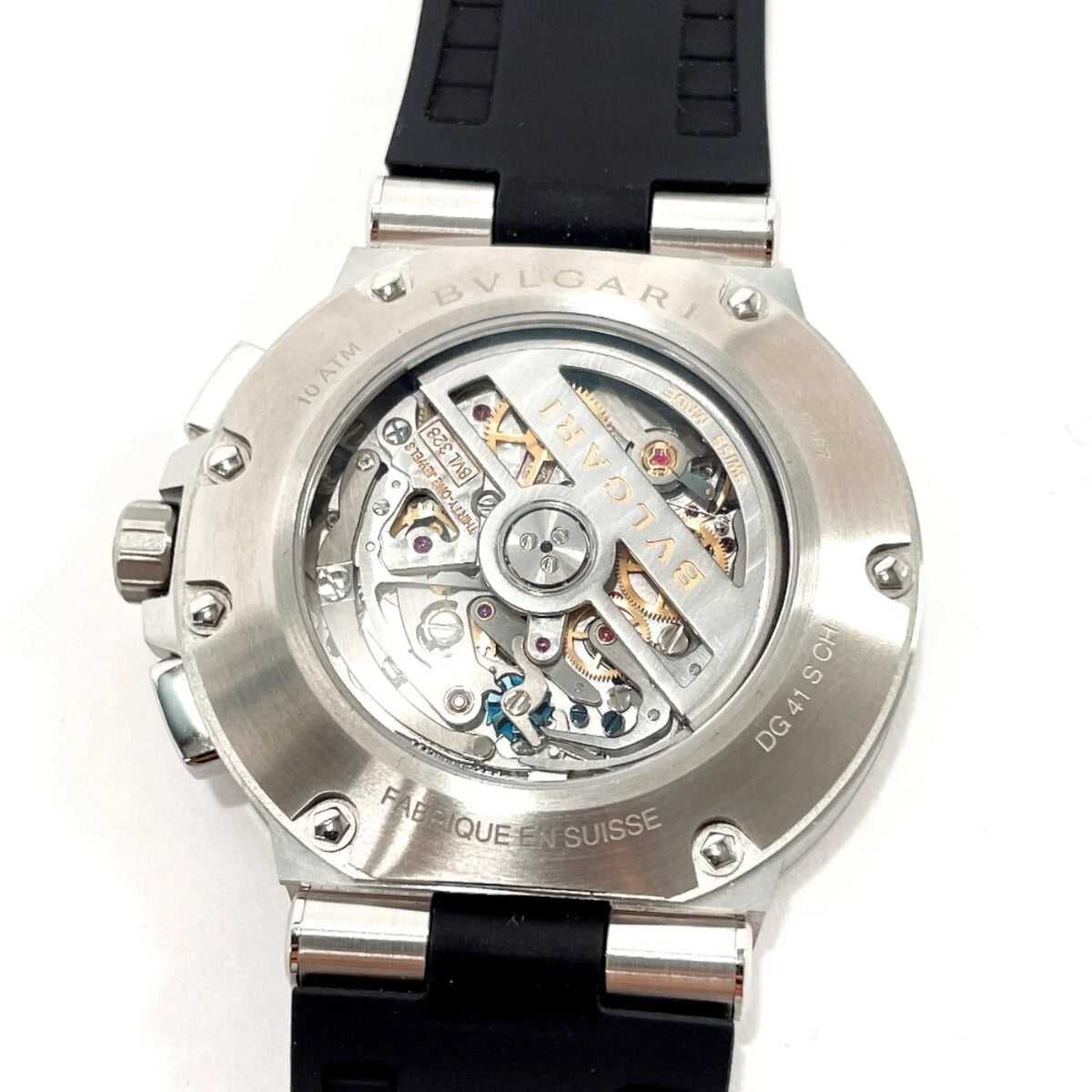 Stainless BVLGARI Bvlgari Steel Silver Watch DG41BSVDCH (Good) Chrono Pre-Owned Rubber Men's