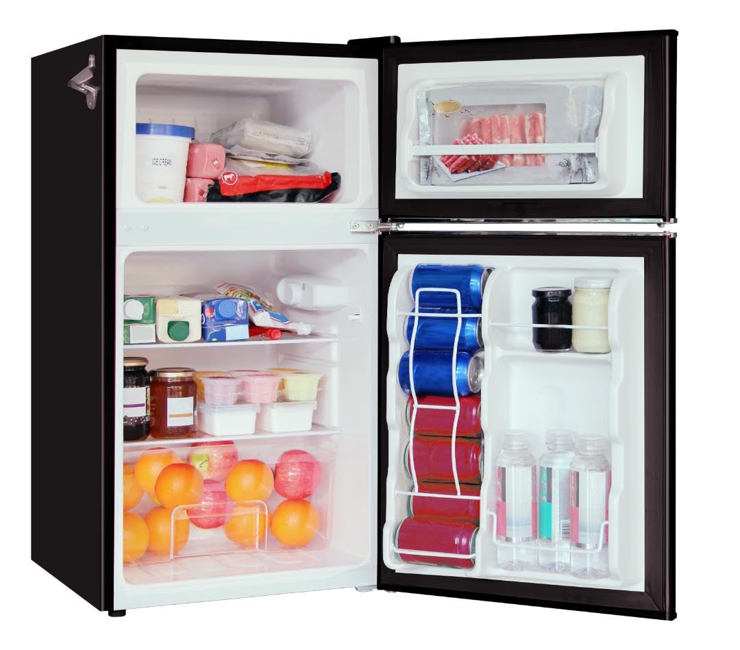 Frigidaire Compact Refrigerator with Top Freezer - 2 Door Fridge with 3.2 Cu Ft, Contemporary Series, Blue