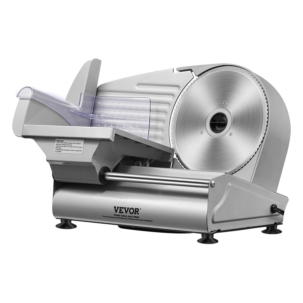 VEVOR Commercial Meat Slicer, 10 inch Electric Food Slicer, 240W Frozen Meat Deli Slicer, Premium Chromium-plated Steel Blade Semi-Auto Meat Slicer