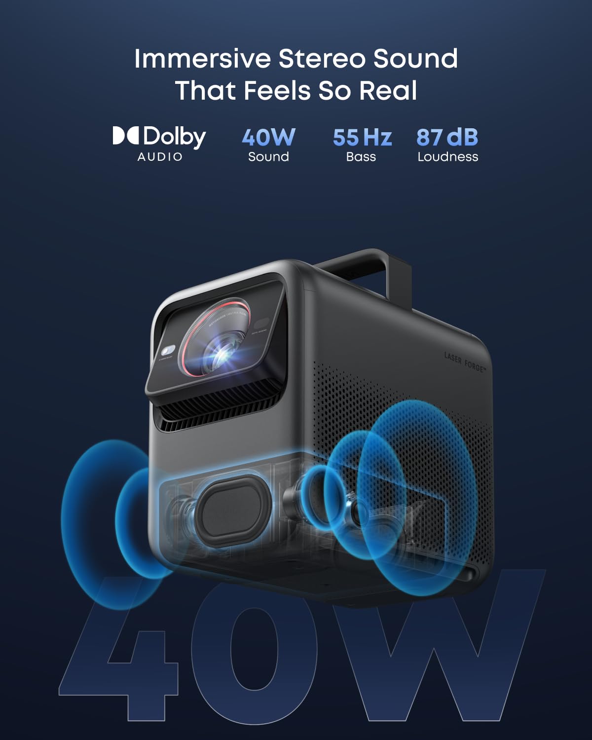 NEBULA X1 Triple Laser 4K Projector, Nebulamaster, 3500 ANSI Lumens, 56000:1 Contrast, 40W Stereo Sound, 0.9-1.5 Optical Zoom, Smart AI, Dolby Vision