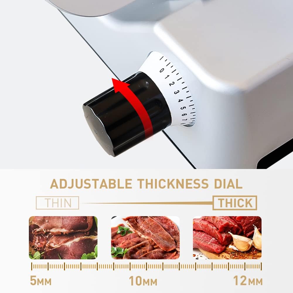 Meat Slicer 340WHome Use and for Commercial 10-inch Electric Food Slicer with Chromium-plated Steel Blade and Built-in Sharpening Stone Easy to Clean