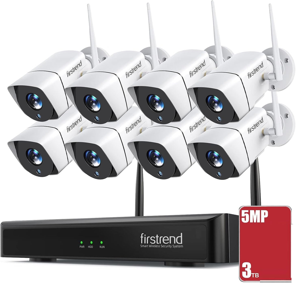 Security Camera System Wireless,Firstrend 1080P 8CH Wireless Home Security Systems with 4 pcs 2MP Full HD Cameras 1TB HDD Night Vision Motion