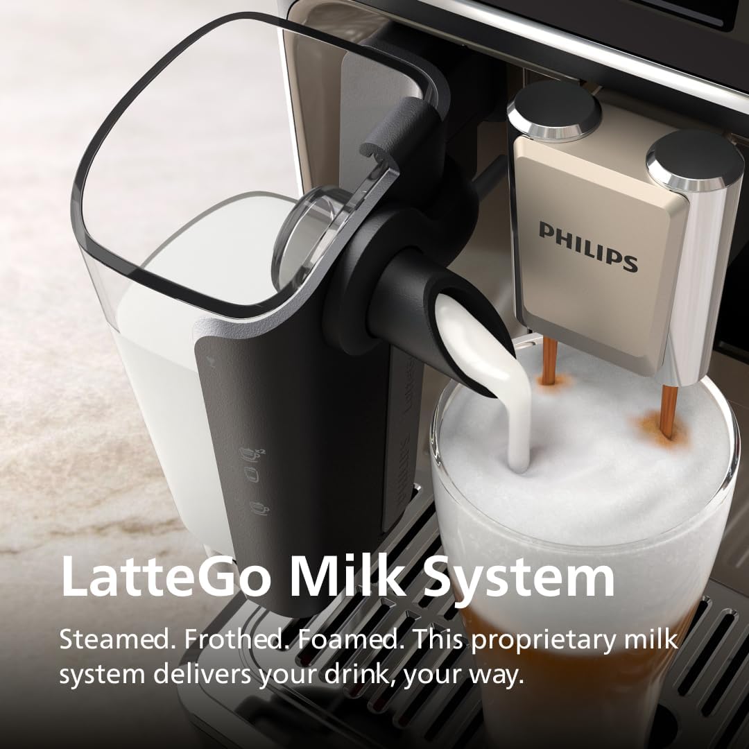 PHILIPS 5500 Series Fully Automatic Espresso Machine, LatteGo Milk System, Integrated Grinder, 20 Hot & Iced Coffee Pre-Sets, Quick Start, SilentBrew