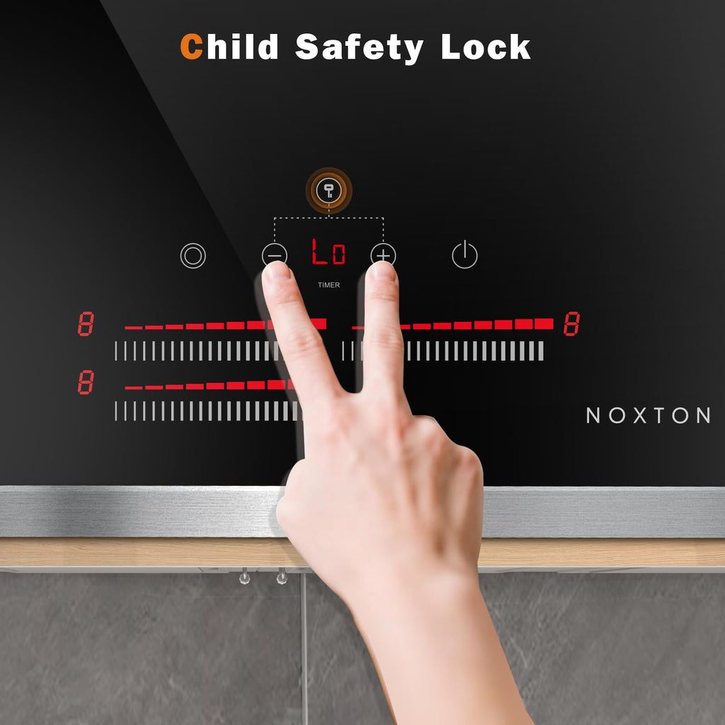 Noxton 30 Inch Electric Cooktop, 8400W 5 Burners Built-in Radiant Electric Stove Top, Slider Control, 9 Power Levels, Child Safety Lock, Timer, 220