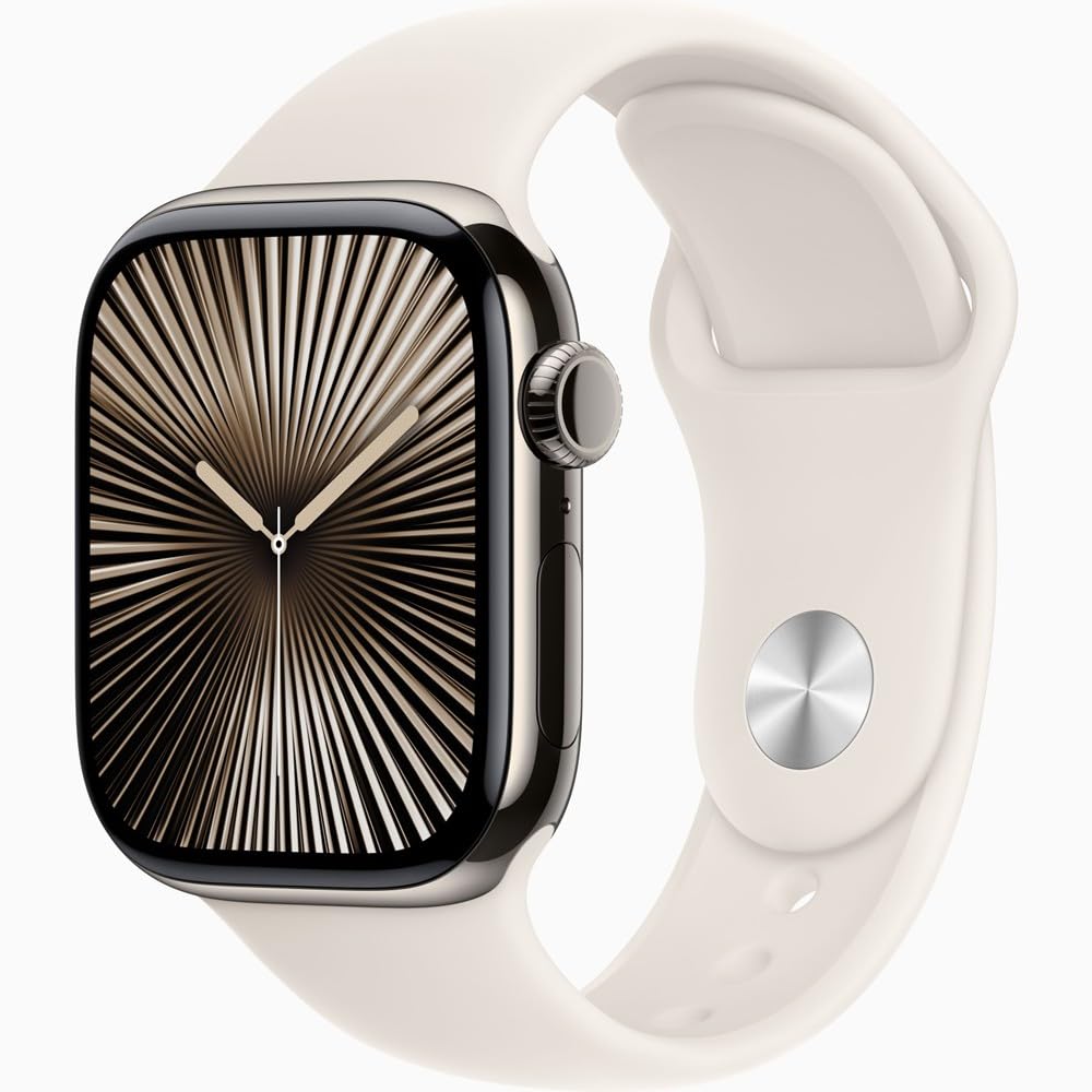 Apple Watch Series 10 [GPS + Cellular, 42mm] - Jet Black Aluminum Case with Black Sport Band, S/M (Renewed)
