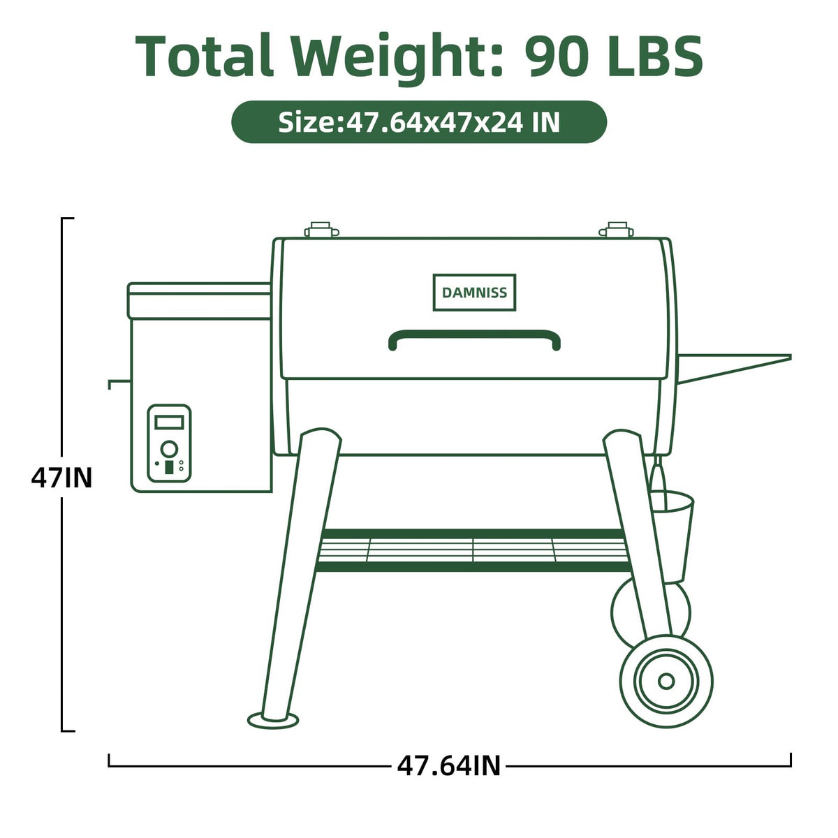 Pellet Smoker Grill Combo, 456 SQ.IN Cooking Area with PID Temperature Control (180-450F) Electric BBQ Meat Grills & Smokers, Patio Backyard for