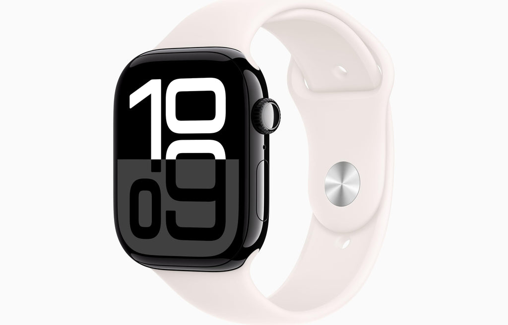 Apple Watch Series 10 [GPS + Cellular, 42mm] - Jet Black Aluminum Case with Black Sport Band, S/M (Renewed)