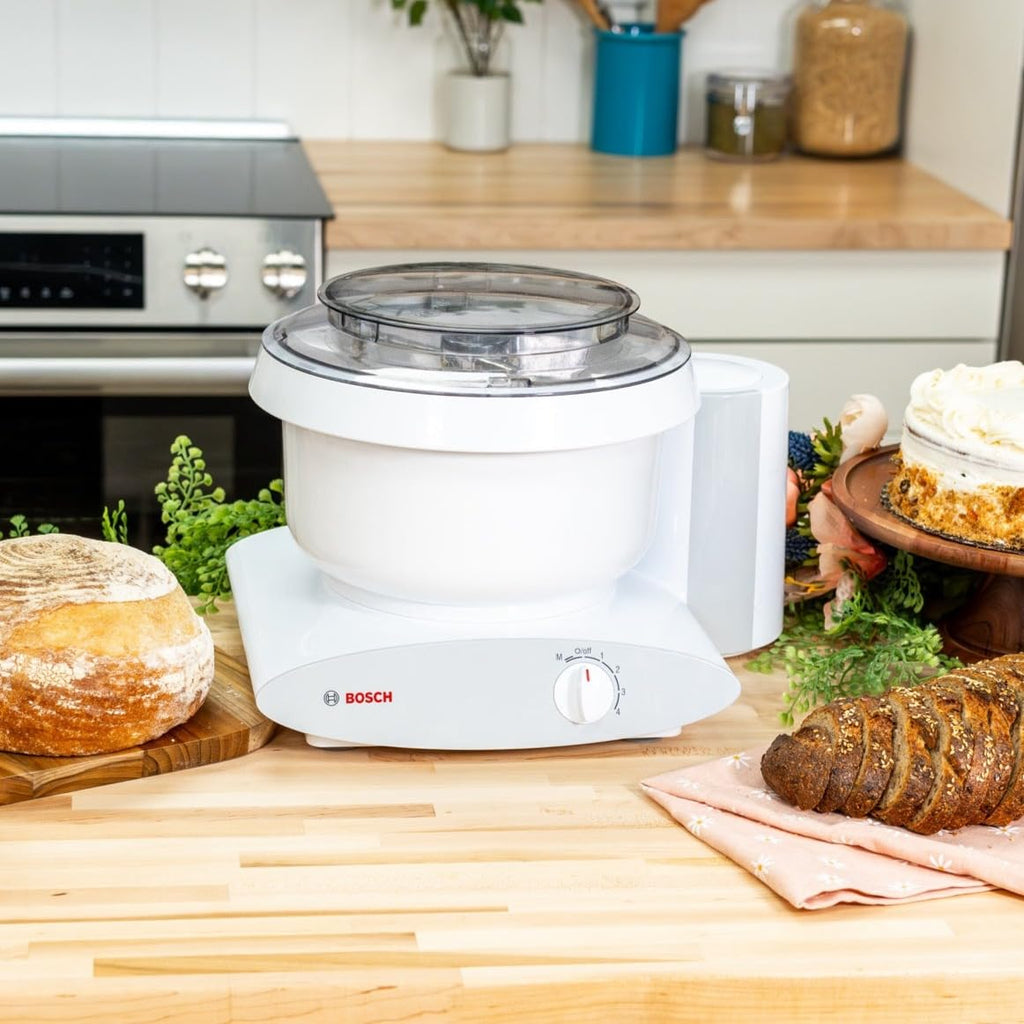 Bosch Universal Plus Stand Mixer with Stainless Steel Bowl with NutriMill Dough Hook Extender Bundle- Black 500 Watt