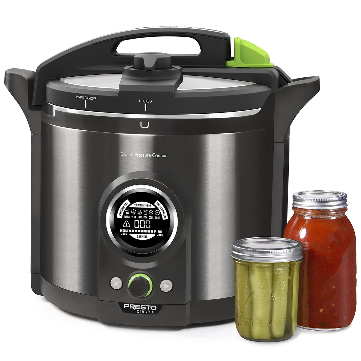 Presto 02152 17-Quart Digital Pressure Canner - Digital Display, Waterbath Capable, 10 Built-In Safety Features, Recipe Book, Stainless Steel