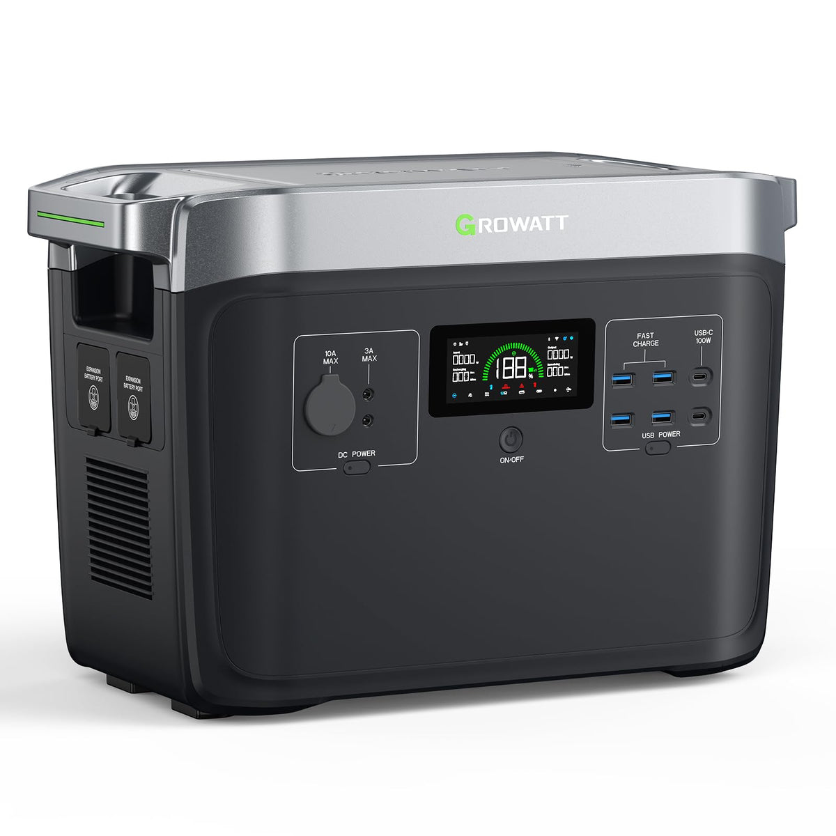 GROWATT Portable Power Station INFINITY 2000 Black Electric Solar Generator2048Wh LifePO4 Battery,2400W AC Output for Home Use, Outdoor Camping