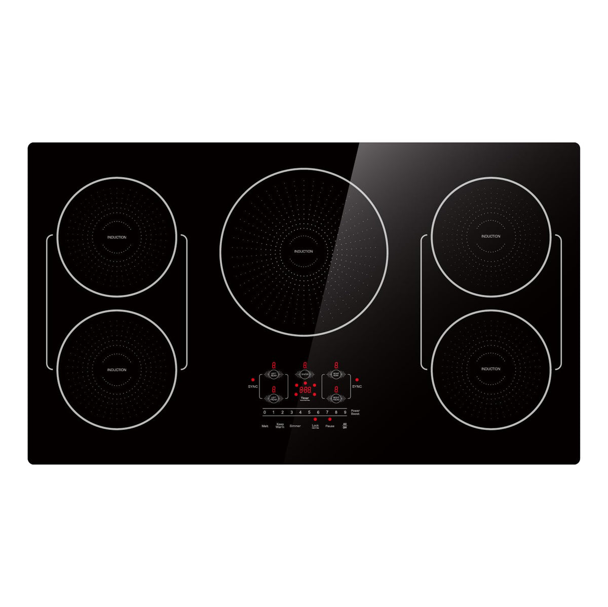 30 Inch Induction Cooktop 4 Burners, Flat Glass Top Electric Stove Hob with Bridge-SYNC, 3 Preset Modes Booster, Timer, Pause, Child Lock, Drop in