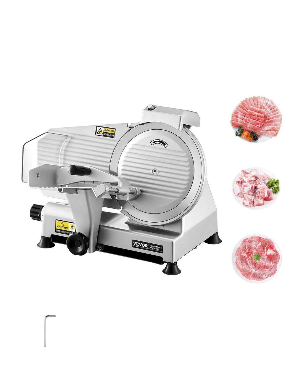 VEVOR Commercial Meat Slicer, 10 inch Electric Food Slicer, 240W Frozen Meat Deli Slicer, Premium Chromium-plated Steel Blade Semi-Auto Meat Slicer