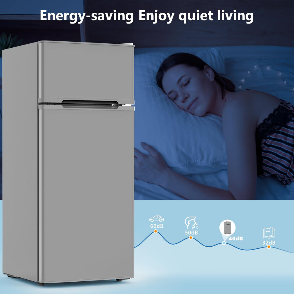 4.5 Cu.Ft Mini Fridge with Freezer, 2 Door Compact Refrigerator, Small Fridge with Adjustable Thermostat Energy Ultra Quiet, Mini Fridge Removable