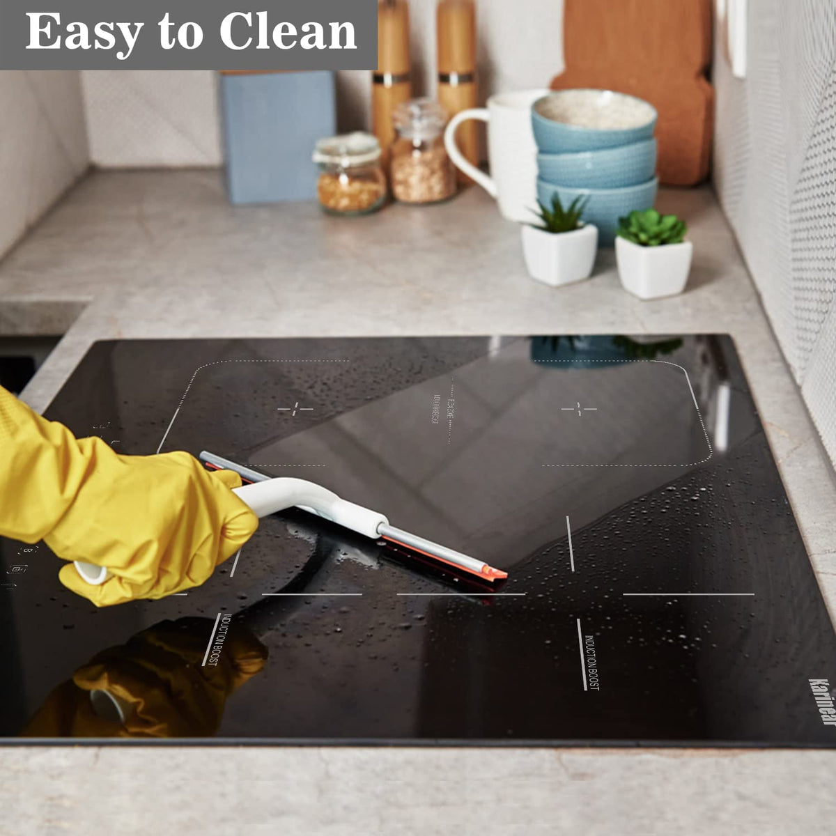 Karinear 24 Inch Induction Cooktop 3 Burners, 6800W Built-in Induction Stovetop with Flex Zone,Child Safety Lock, Timer, Boost, Slider Control Black