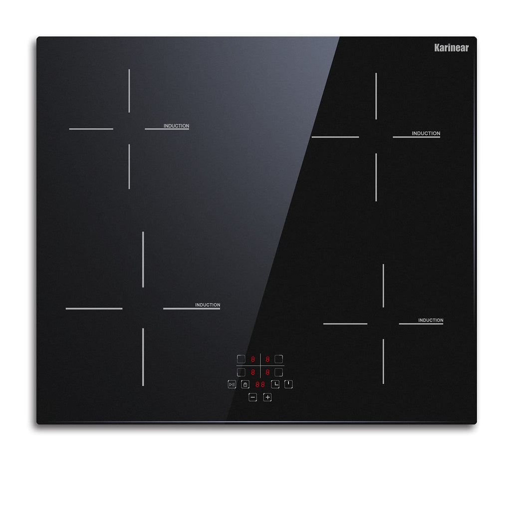 Karinear 24 Inch Induction Cooktop 4 Burner Electric Cooktop, Drop-in Induction Burner with Timer and Child Lock, Pause Function, Vitro Ceramic Glass
