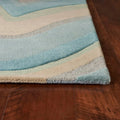 HomeRoots 8' 12'3" Beige Runner Rug - Hand Tufted Waves Ocean 9'3" Abstract Blue x