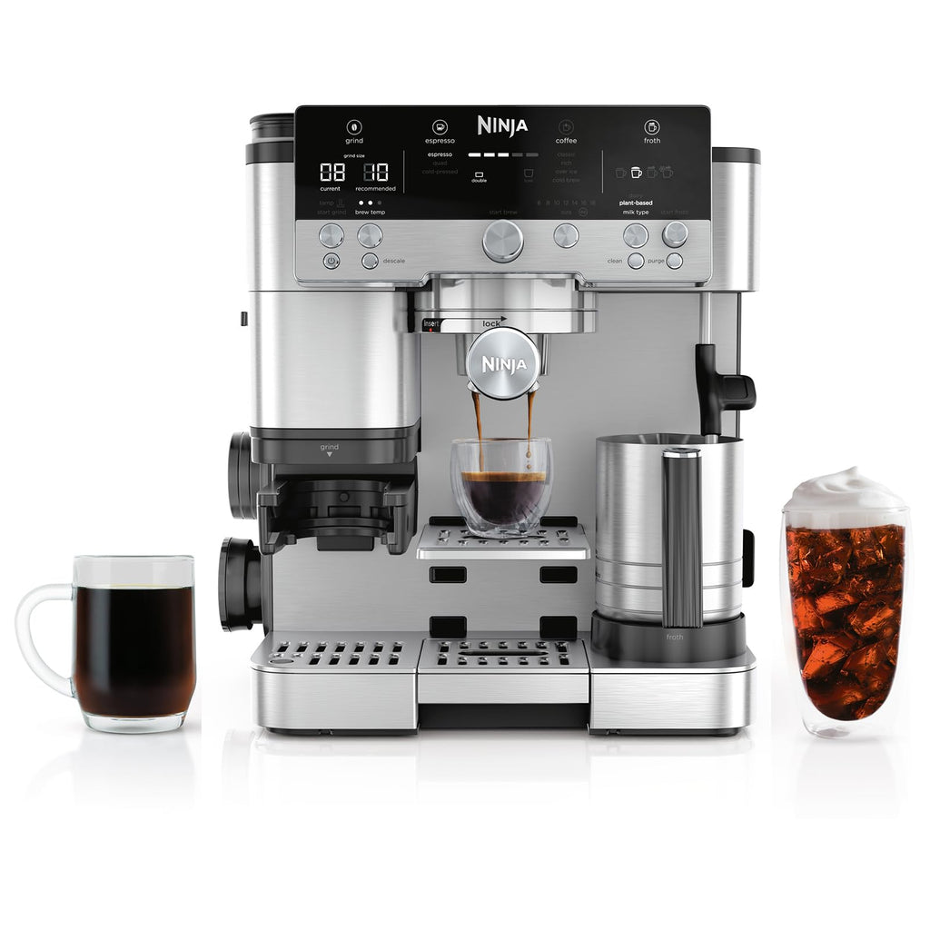 Ninja Luxe Caf 3-in-1 Espresso, Drip Coffee and Cold Brew Machine | Intergrated Coffee Grinder, Milk Frother, Assisted Tamper & Built-In Espresso