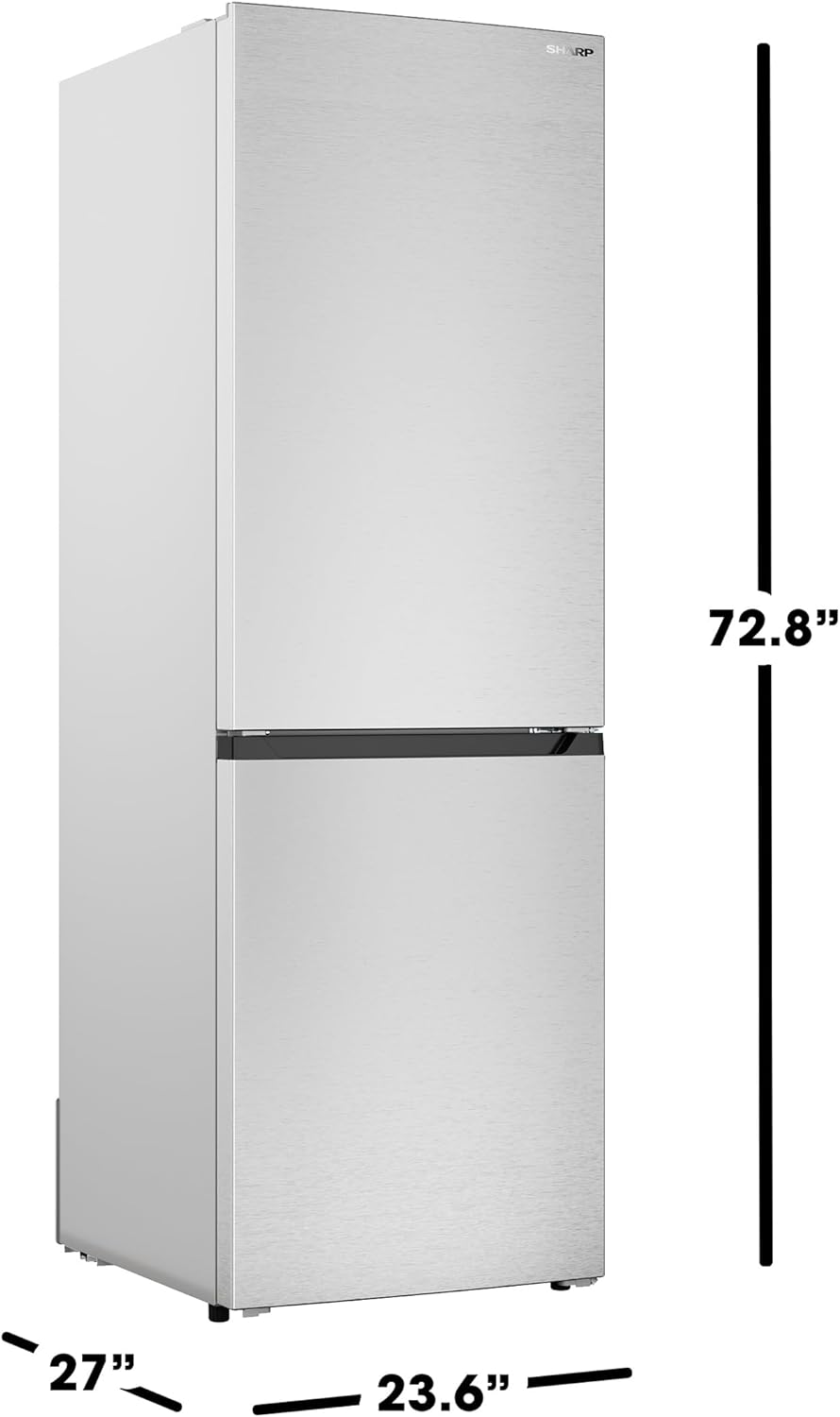 Sharp SJB1255GS Bottom-Freezer Counter-Depth Refrigerator, 24 Inch, 11.5 Cubic Foot, Garage Ready