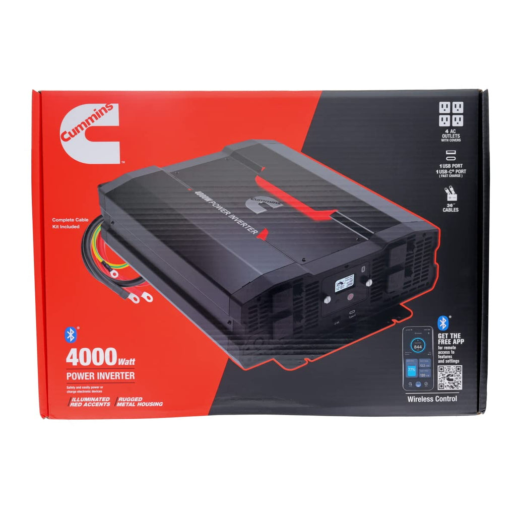 Cummins 5000 Watts Inverter Modified Sine Wave Truck Inverter 12 Volts to 110 Volts Four AC Outlets Two USB Ports (Plus Cable Kit)- CMN5000W
