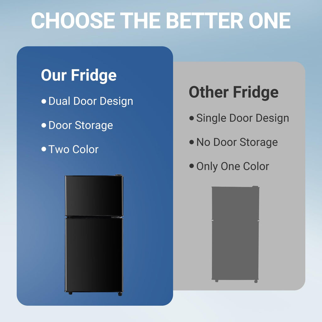 Mini Refrigerator with Freezer 4.0 Cu. Ft., Small Dorm Fridge with Freezer, Adjustable Thermostat Compact Fridge Freezers for Apartment, Dorm