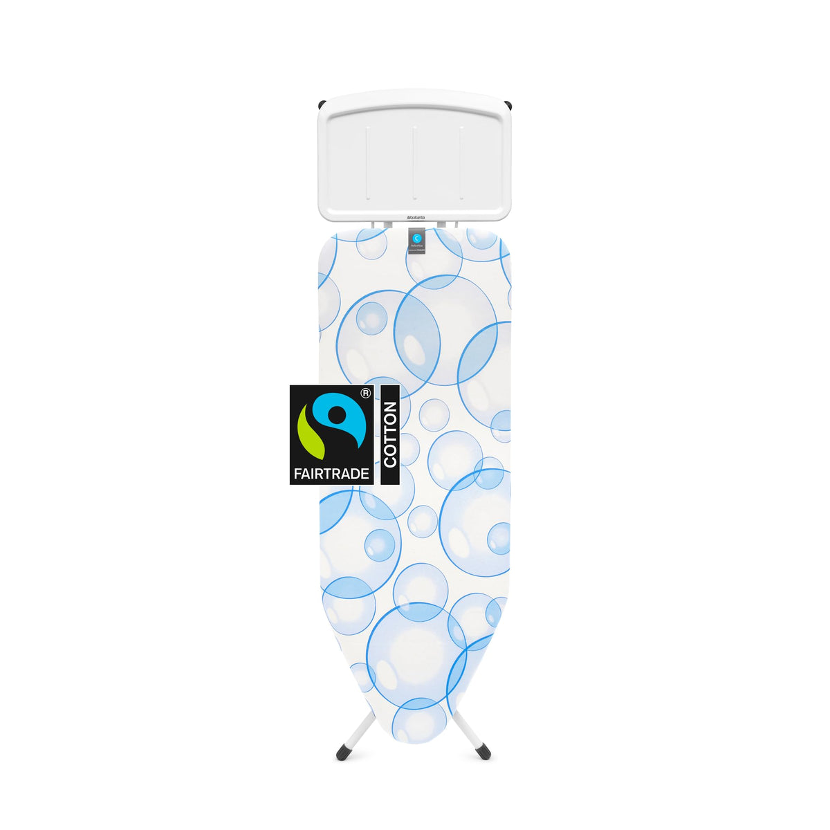 Brabantia Size C Ironing Board (49 x 18in) 7 Height Options, Adjustable Steam Iron Rest Holder & Linen Rack (Ecru) Non-Slip Feet, Anti-Collapse Child