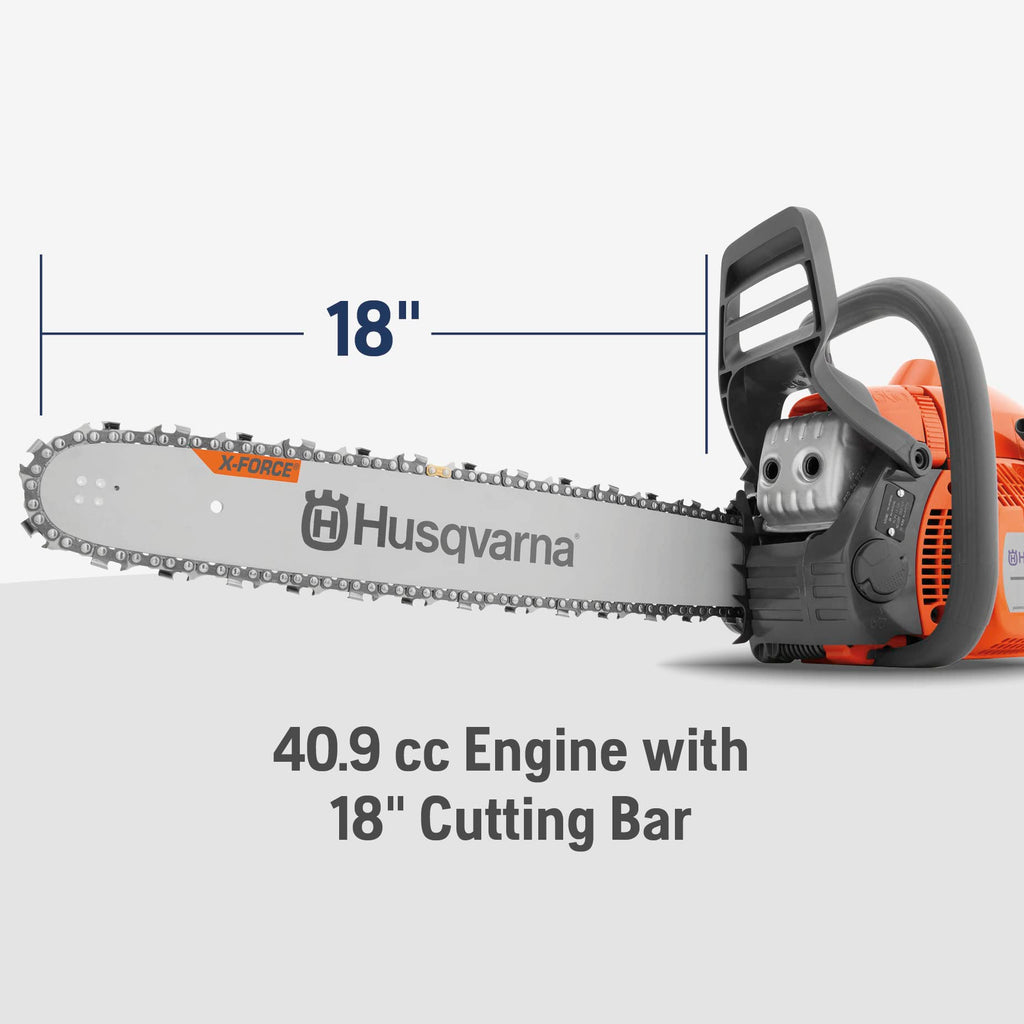 Husqvarna 440 Gas Chainsaw, 40-cc 2.4-HP, 2-Cycle X-Torq Engine, 18 Inch Chainsaw with Smart Start, For Wood Cutting and Tree Trimming, 970612318