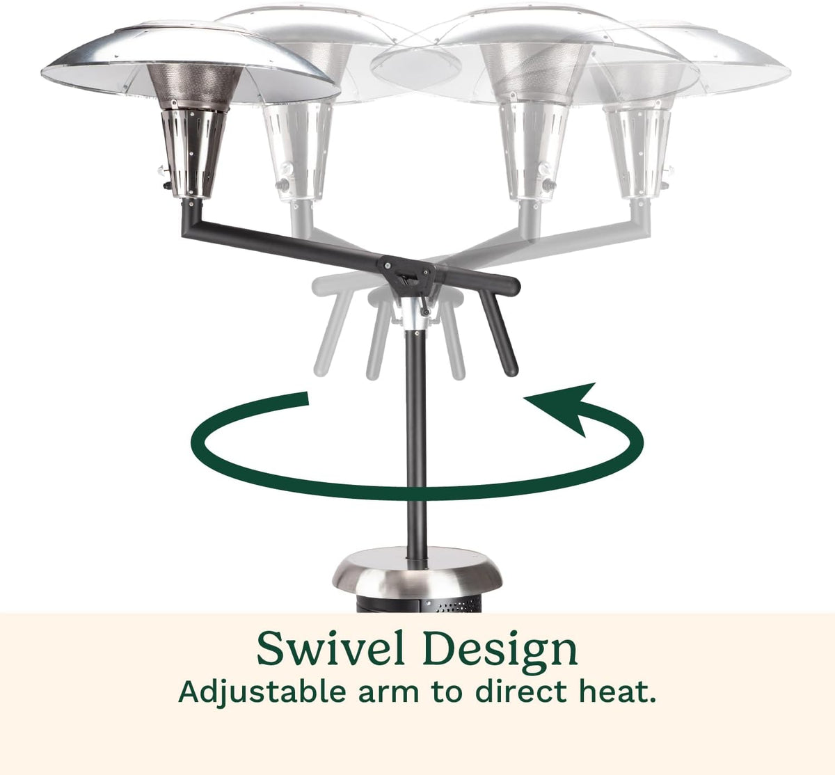 Cuisinart Perfect Position Propane Patio Heater, 38,200 BTU Powerful Directional Stainless Steel Outdoor Heater with Hidden Tank and Drink Table
