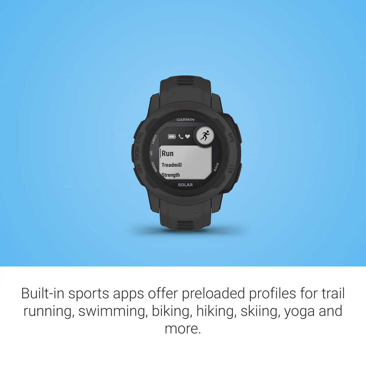 Garmin Instinct 2 Solar, Smaller-Sized Rugged Outdoor Watch with GPS, with Solar Charging Capabilities, Built for All Elements, Multi-GNSS Support