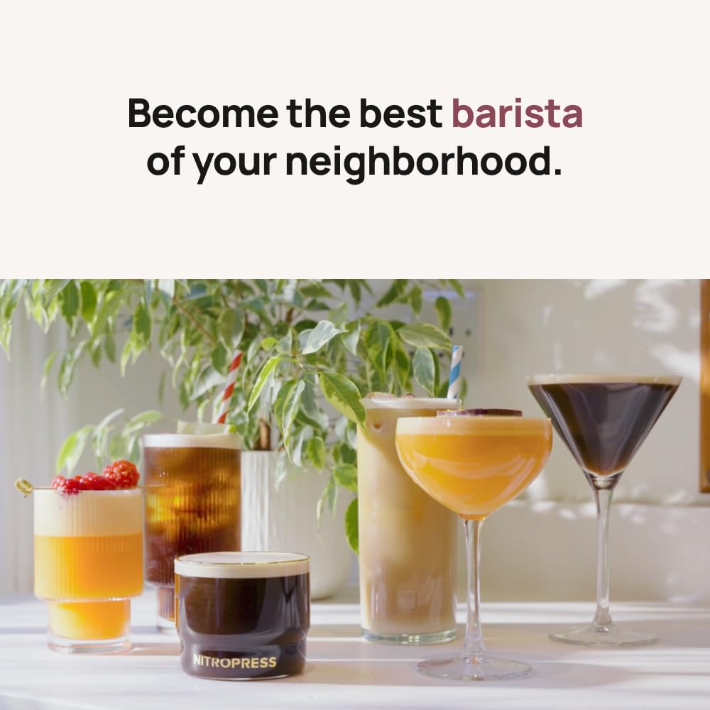 NitroPress DS C Electric Nitro Cold Brew Coffee & Cocktail Maker | Air-Powered Nitrogen Infuser for Smooth Nitro Drinks, Cocktails, Cold Brew & Tea