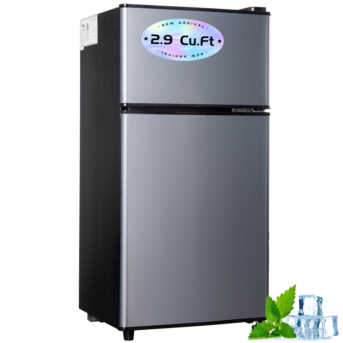 4.2 Cu Ft Mini Fridge for Bedroom, 2 Door Small Fridge, 7 Level Thermostat, LED Light, Small Refrigerator for Bedroom, Office, Dorm