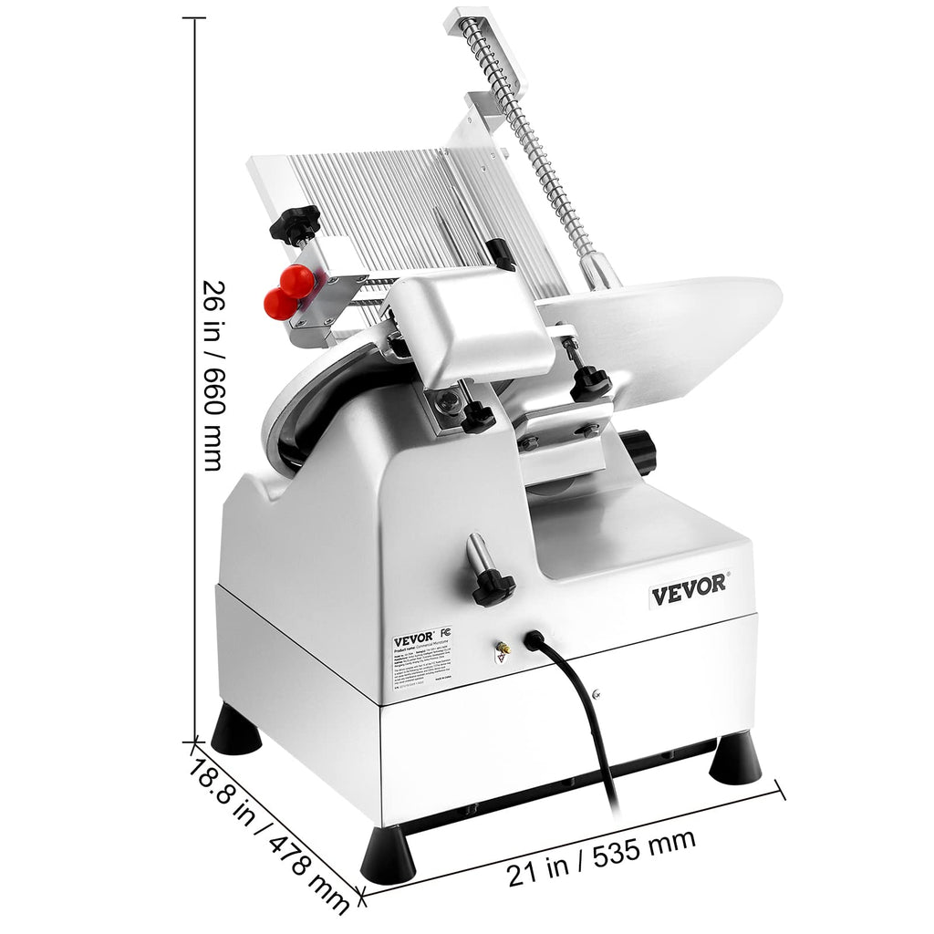 VEVOR Commercial Meat Slicer, 10 inch Electric Food Slicer, 240W Frozen Meat Deli Slicer, Premium Chromium-plated Steel Blade Semi-Auto Meat Slicer