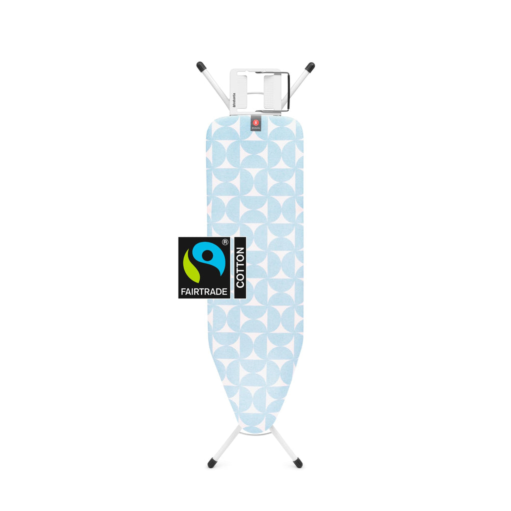 Brabantia Size C Ironing Board (49 x 18in) 7 Height Options, Adjustable Steam Iron Rest Holder & Linen Rack (Ecru) Non-Slip Feet, Anti-Collapse Child