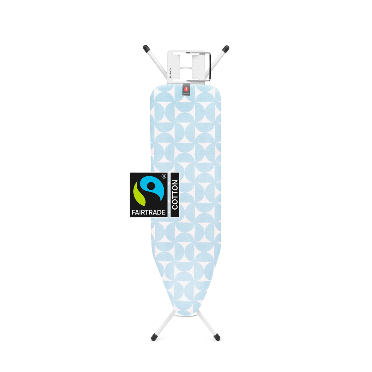 Brabantia Size C Ironing Board (49 x 18in) 7 Height Options, Adjustable Steam Iron Rest Holder & Linen Rack (Ecru) Non-Slip Feet, Anti-Collapse Child