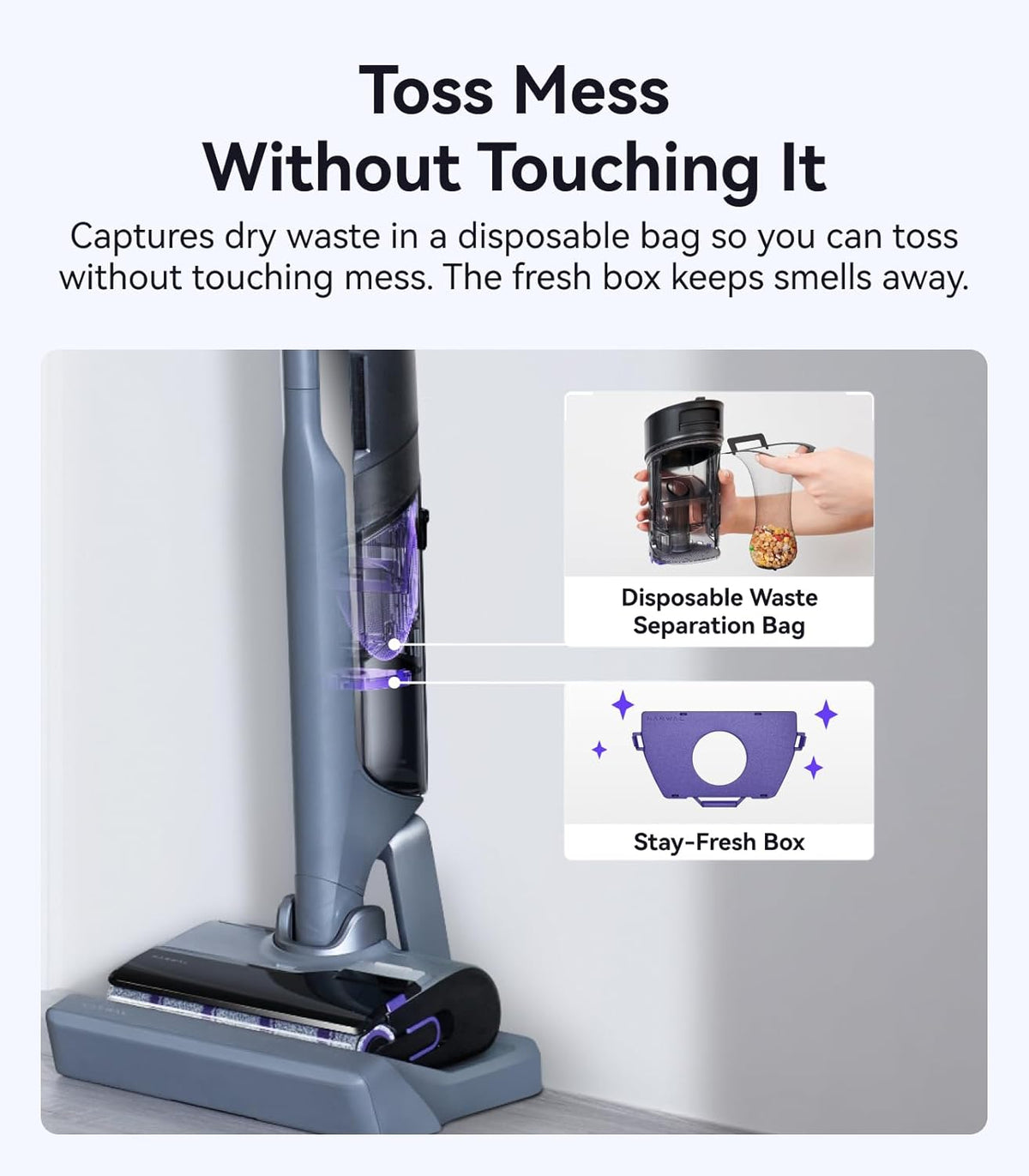 NARWAL S30 Pro Wet Dry Vacuum Cleaner with 20000Pa Suction, Cordless Vacuum Mop for Hard Floors, Tangle-Free Hair-Cutting, 180 Lie Flat, 194F Self