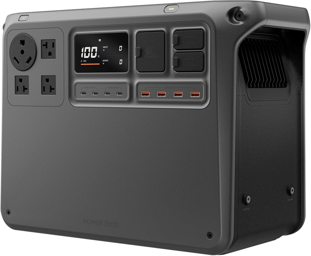 DJI Power 2000 Portable Power Station, 2048Wh LFP Battery, Compact Size, 3000W Stable Output, 0-80% Recharge in 55 Mins, Electric Generator for Home