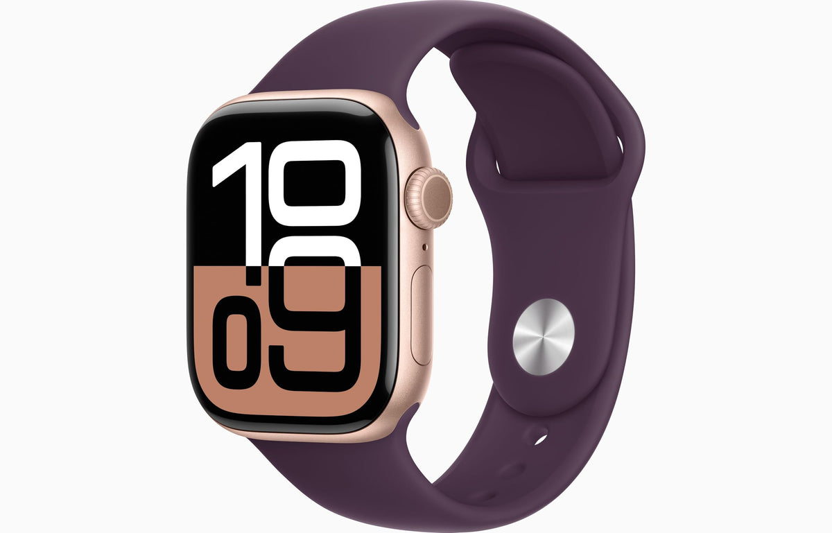 Apple Watch Series 10 [GPS + Cellular, 42mm] - Jet Black Aluminum Case with Black Sport Band, S/M (Renewed)