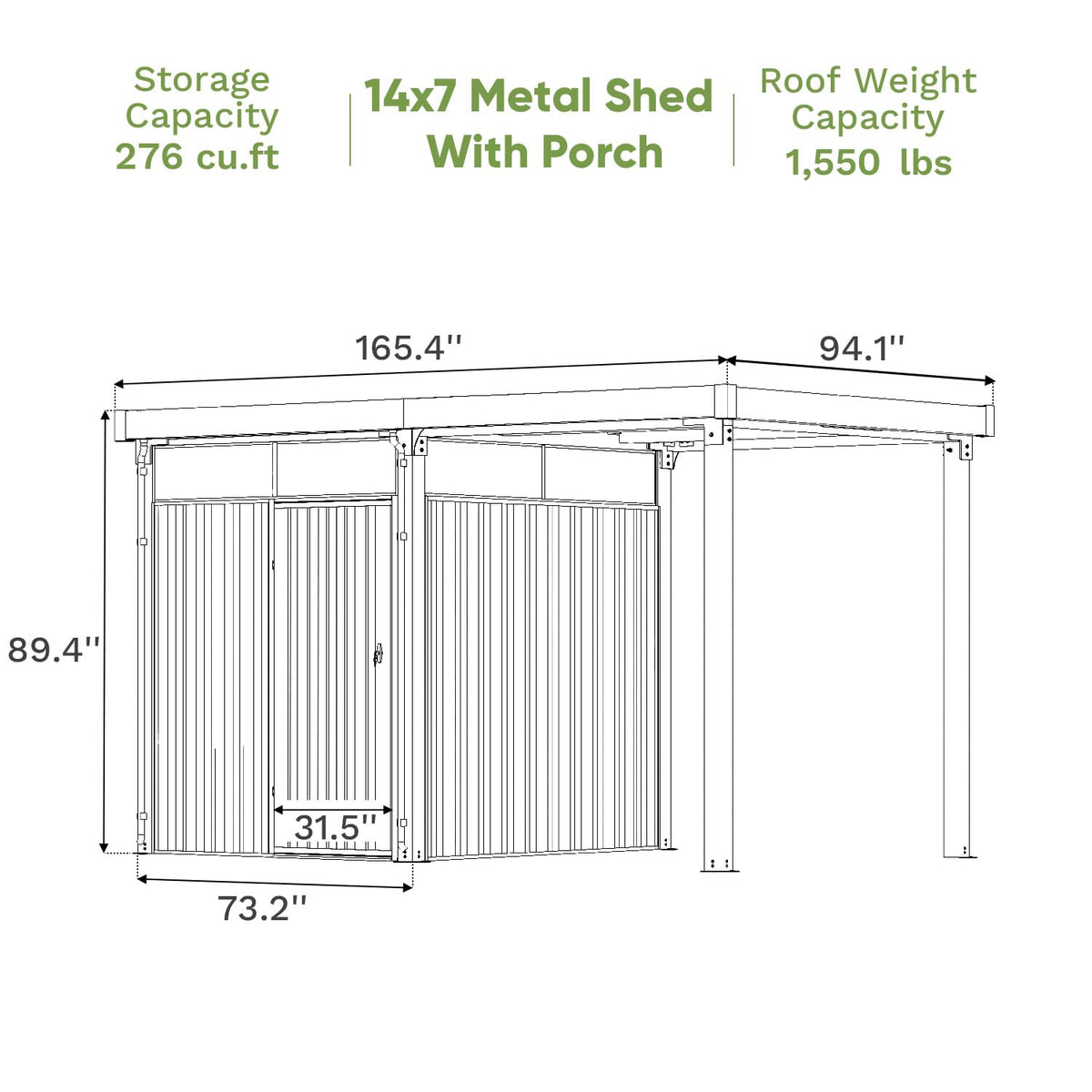 Patiowell 10 x 12 FT Metal Storage Shed for Outdoor, Steel Yard Shed with Design of Lockable Doors, Utility and Tool Storage for Garden, Backyard